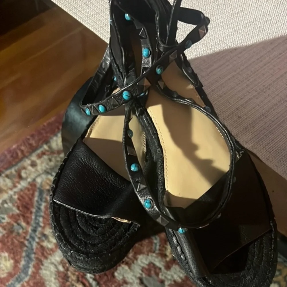 Women's Black Studded Platform Sandals